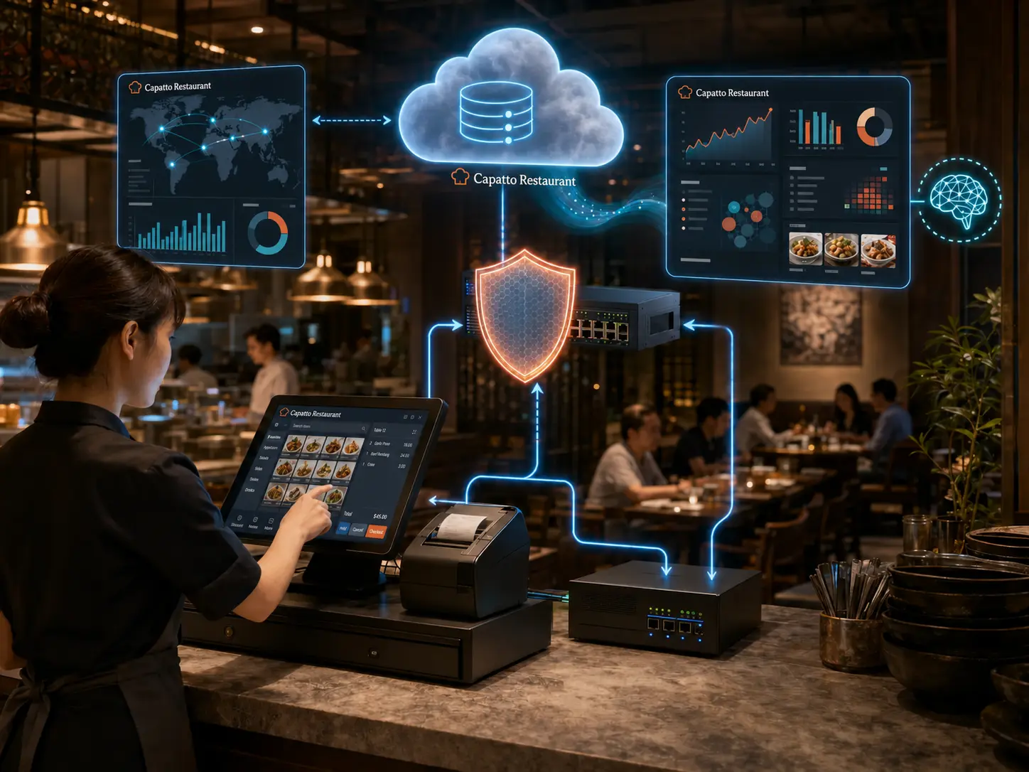 Capatto Restaurant operating platform in a modern restaurant setting